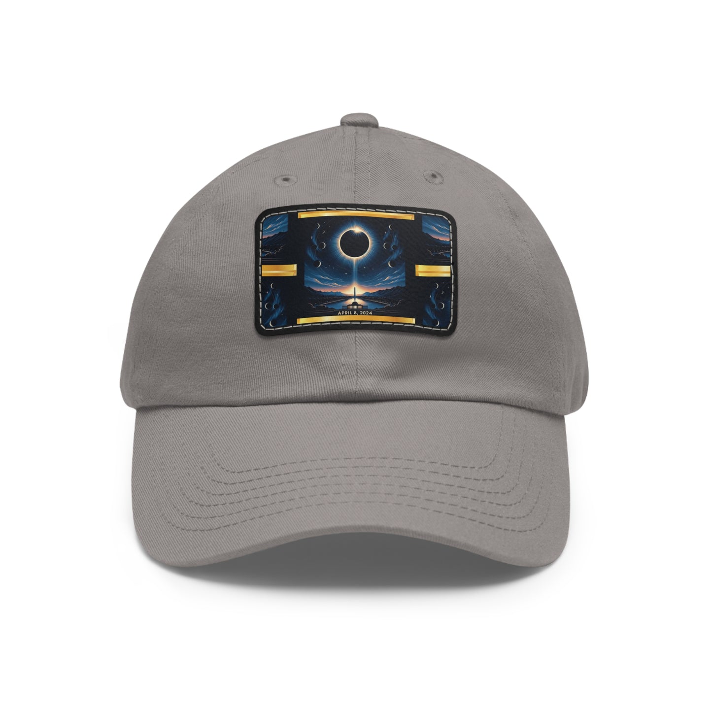 "2024 Solar Eclipse Leather Patch Dad Hat - Exclusive Astronomy Event Gear"