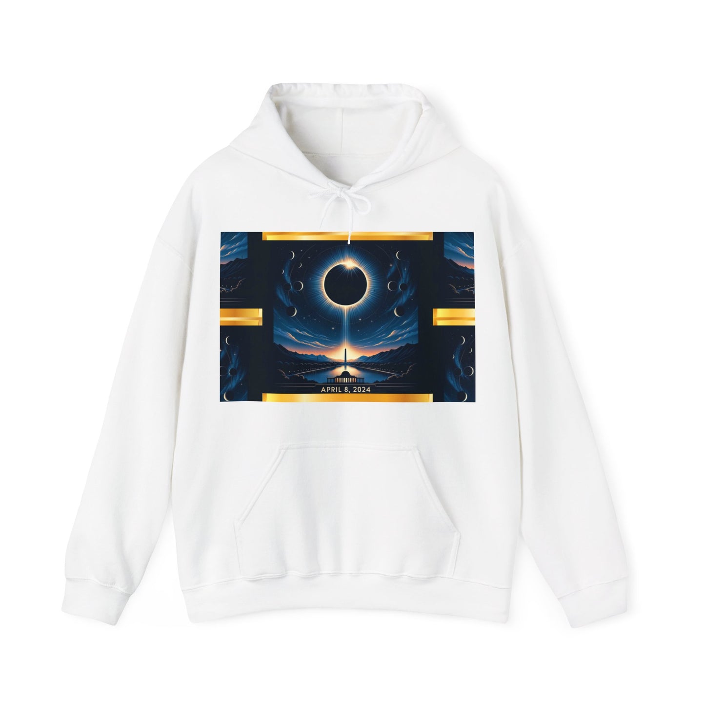 "2024 Solar Eclipse Heavy Blend™ Hooded Sweatshirt - Unisex Celestial Commemorative Hoodie"