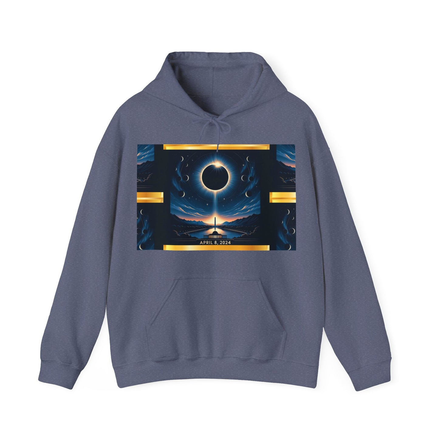 "2024 Solar Eclipse Heavy Blend™ Hooded Sweatshirt - Unisex Celestial Commemorative Hoodie"