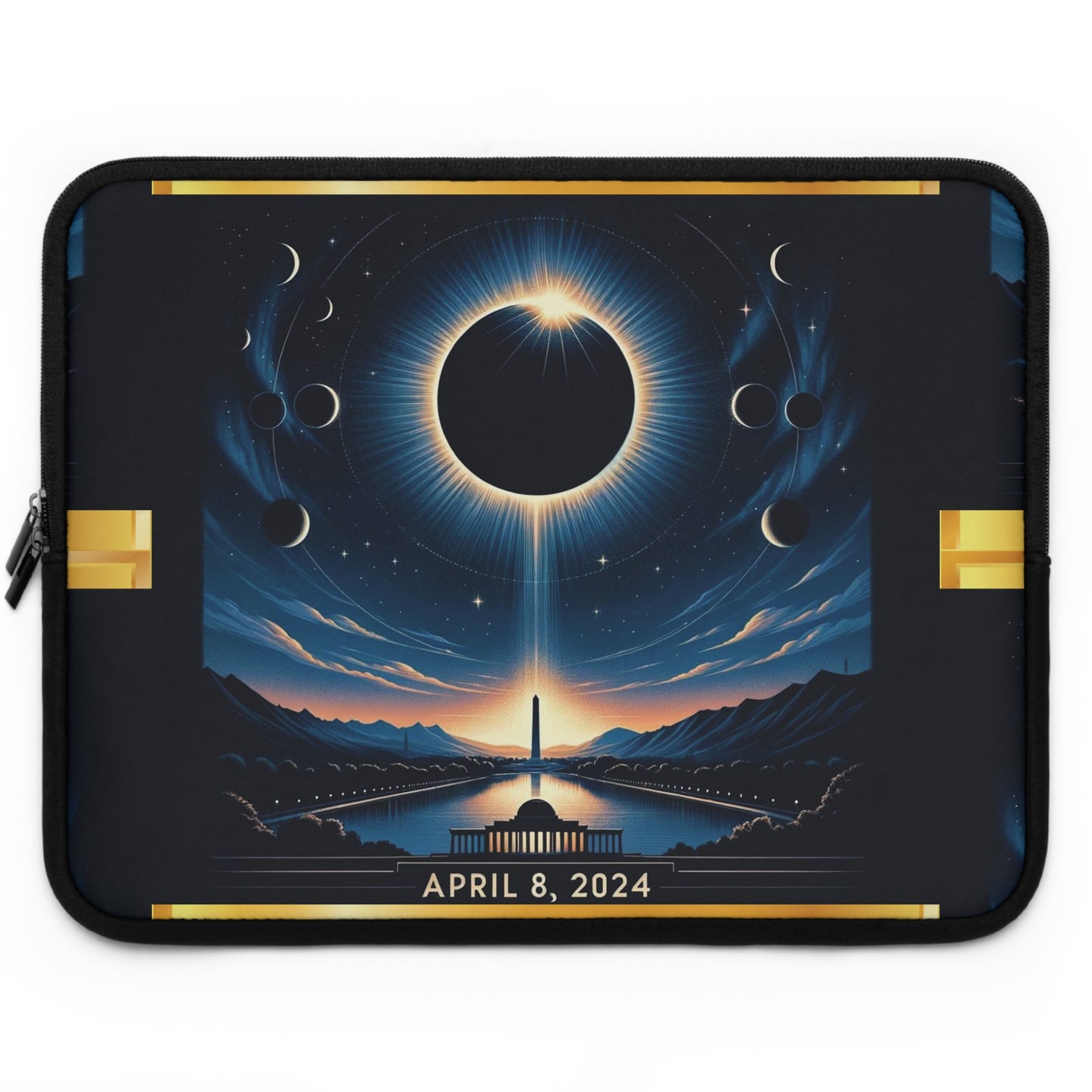 "April 8, 2024 Solar Eclipse Commemorative Laptop Sleeve - Exclusive Astronomy Event Protection"