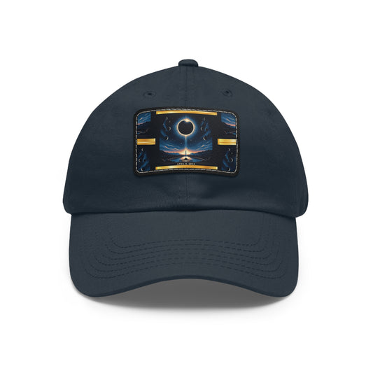 "2024 Solar Eclipse Leather Patch Dad Hat - Exclusive Astronomy Event Gear"