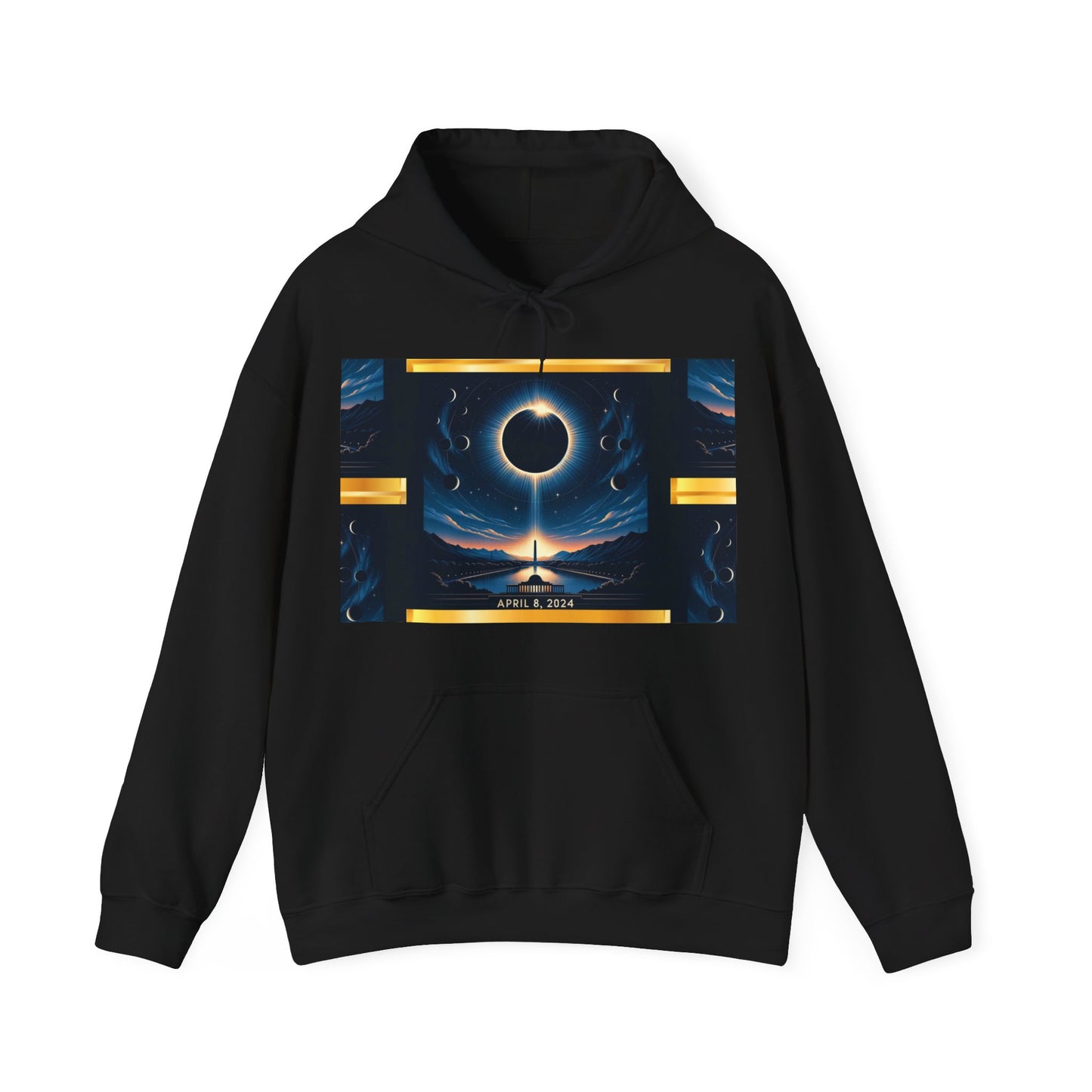 "2024 Solar Eclipse Heavy Blend™ Hooded Sweatshirt - Unisex Celestial Commemorative Hoodie"